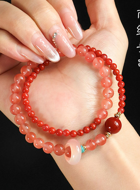 新中式冰飘南红串珠手链