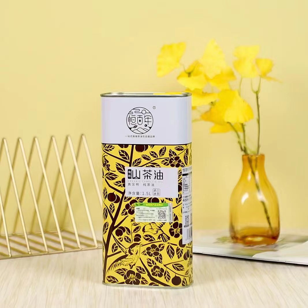 韶关特产恒百年有机山茶油1.5L罐装 高山茶籽油孕妇月子油食用油