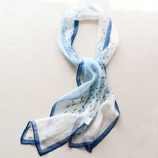 软糯桑蚕丝丝巾女春夏日薄款小小细长条领巾颈巾真丝2024新款印花