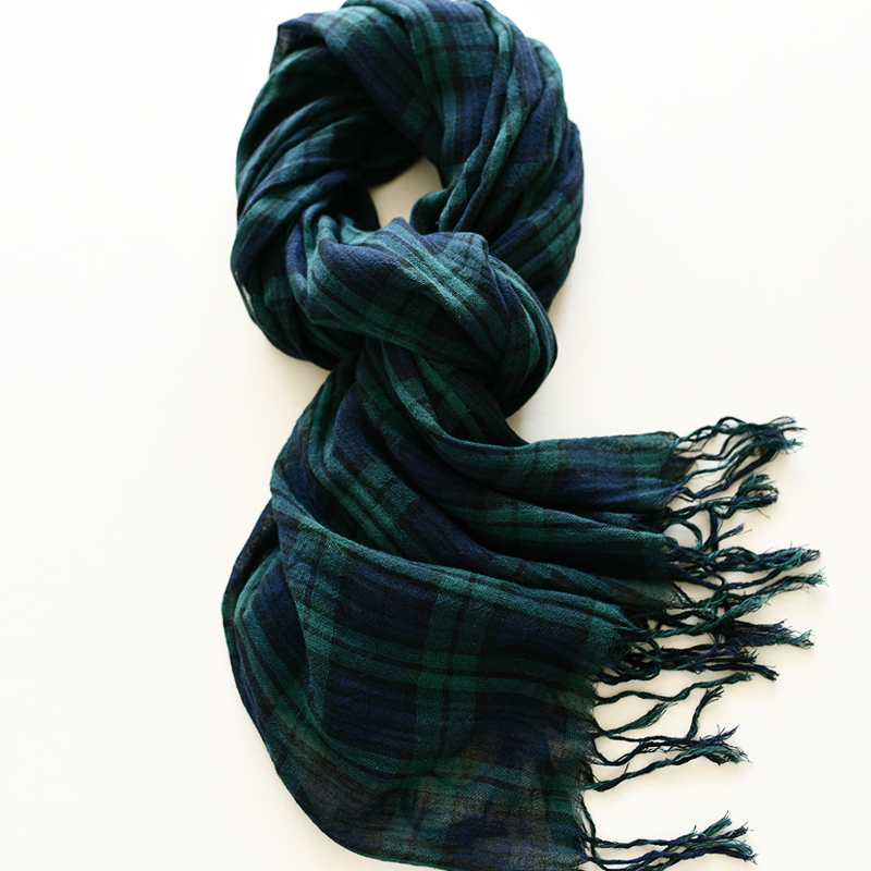 知识分子穿搭文艺绿格子围巾