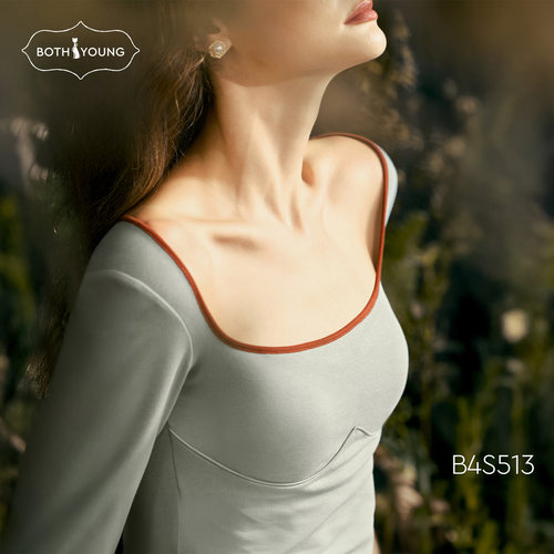 宝诗嫣带胸垫保暖内衣方领2025秋