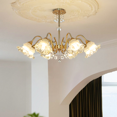 美式水晶装饰铁艺铜色吊灯