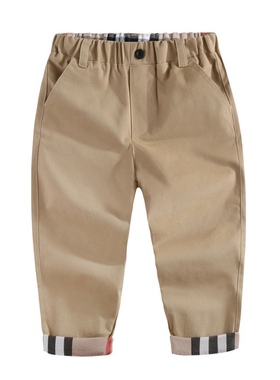 2022秋冬新款英伦风拼接格子长裤休闲裤纯棉