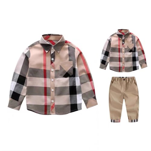 棉格子春秋翻领英伦格子