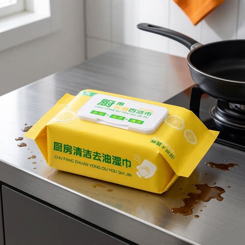 木头熊加大20*30cm厨房去油污湿巾强效去油烟加厚免洗抹布抽取式