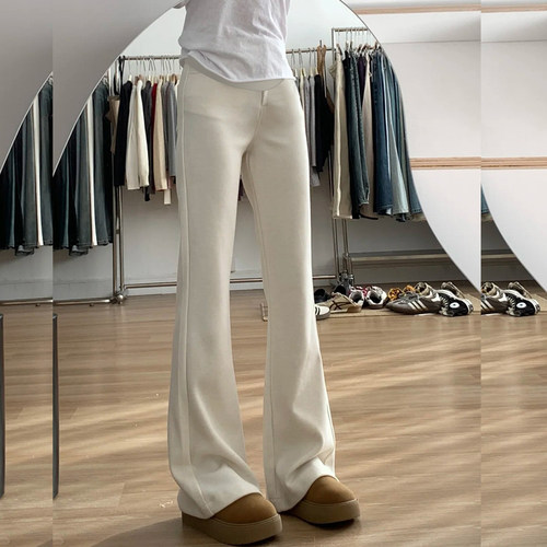 毛呢托腹显瘦孕妇裤微喇叭马蹄裤