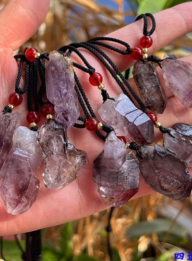 男女天然紫发超七草莓晶骸骨吊坠