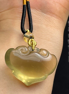 天然黄水晶如意锁吊坠情侣饰品