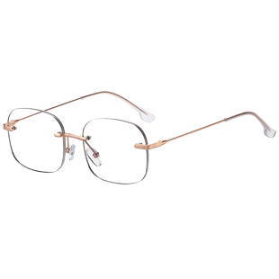 纯欲无框切边眼镜女网红防蓝光抗辐射可配有度数近视眼睛男潮显瘦