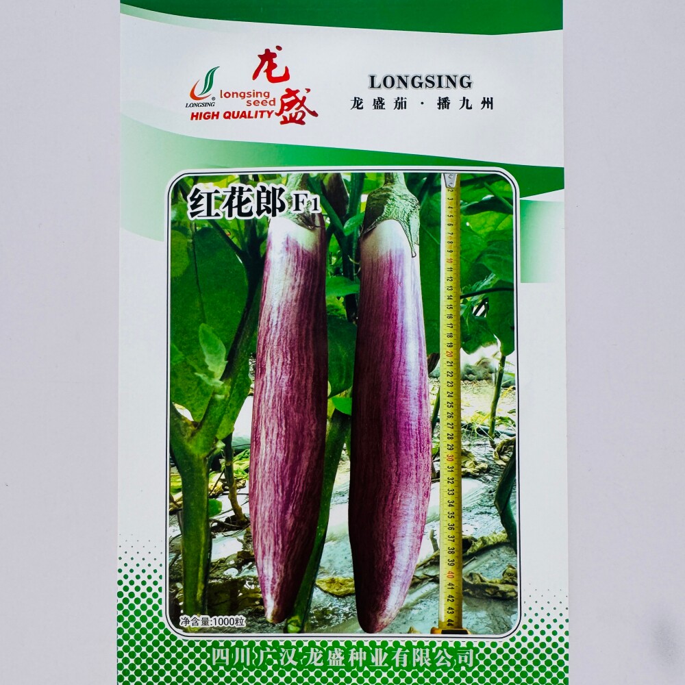 龙盛红花狼竹丝茄种子杂交早熟长棒形茄子种籽农家春秋季播种孑