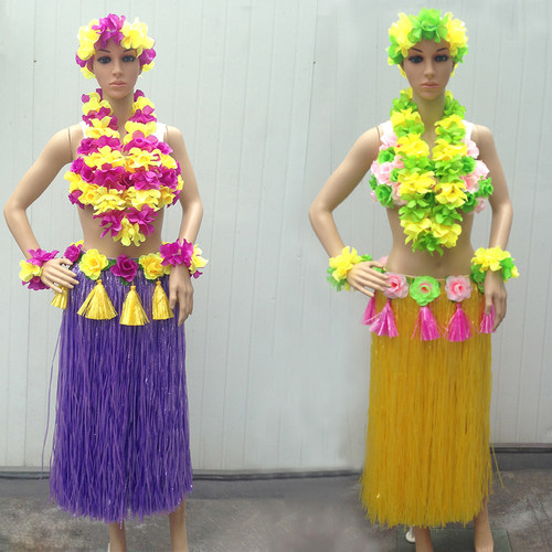 紫色长款夏威夷草裙双层加厚套装保守背心款成人男女加大均有