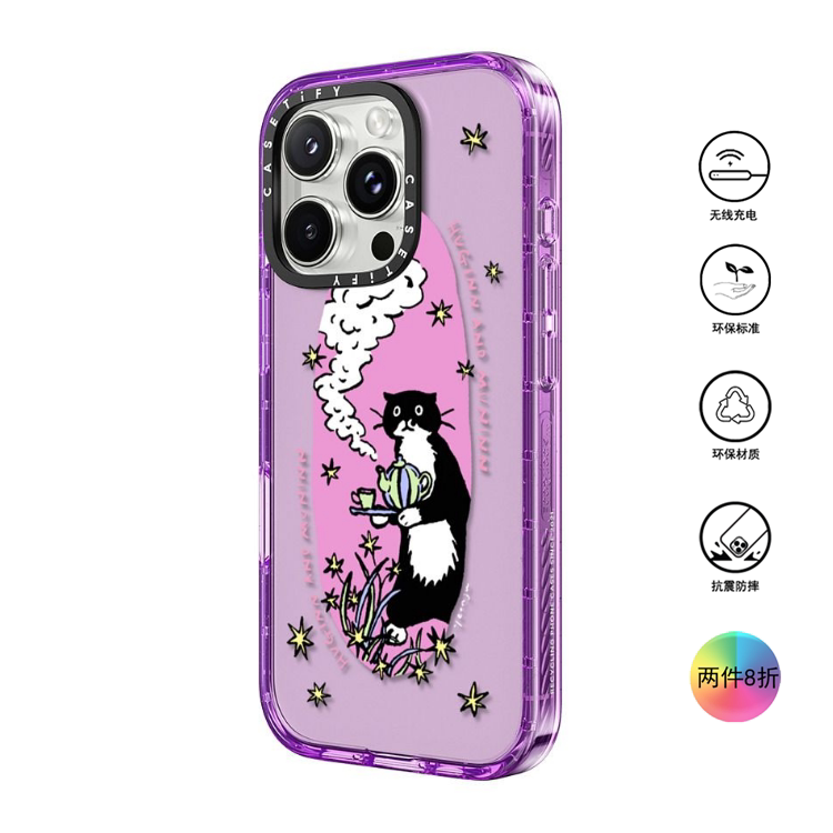 香港代购Casetify 下午茶猫咪 适用iPhone16/15/14/13/12/Pro/Max手机壳