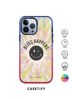 香港代购Casetify BLISS HAPPENS笑脸适用iPhone13/12/11PM手机壳