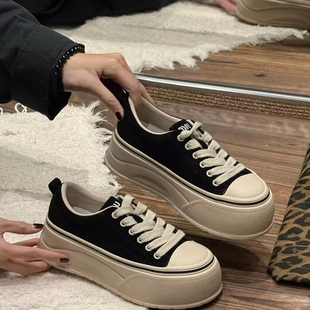 芭妮冬季新品厚底面包鞋女系带休闲保暖加绒鞋增高百搭学生板鞋