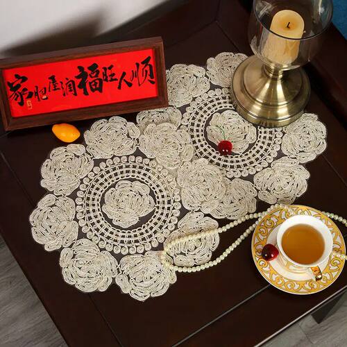 中式复古刺绣餐垫茶几杯垫花瓶