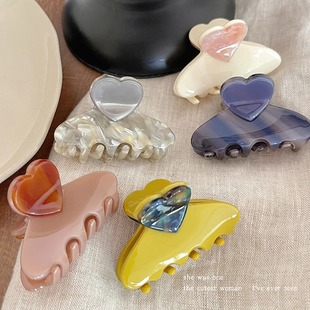 爱心醋酸抓夹女2024新款 高级感韩系发夹后脑勺半扎发鲨鱼夹子发卡