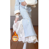 加绒旗袍内搭蕾丝衬裙复古百搭大摆半身裙 新中式 旗袍内搭