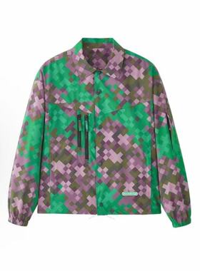 INXX STREET 马赛克图案满印宽松休闲短款夹克外套印花ISE1140189