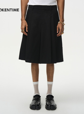 AWOKEN TIME 工装压褶半身裙A字百搭通勤显瘦过膝裙裤2025秋新款