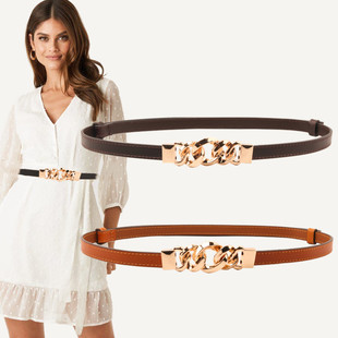 黑色复古皮带 饰毛衣西装 真皮细腰带女配大衣裙子百搭可调节经典 装