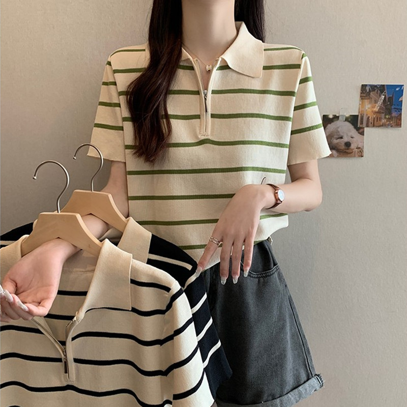 POLO领冰丝短袖T恤女夏