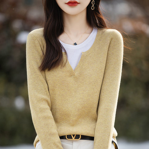 假两件针织上衣秋冬洋气减龄毛衣