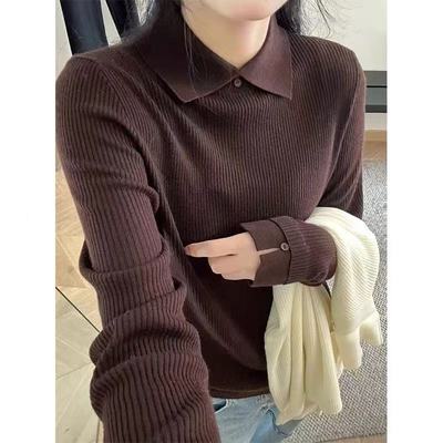 极简风亨利领针织衫女秋冬季