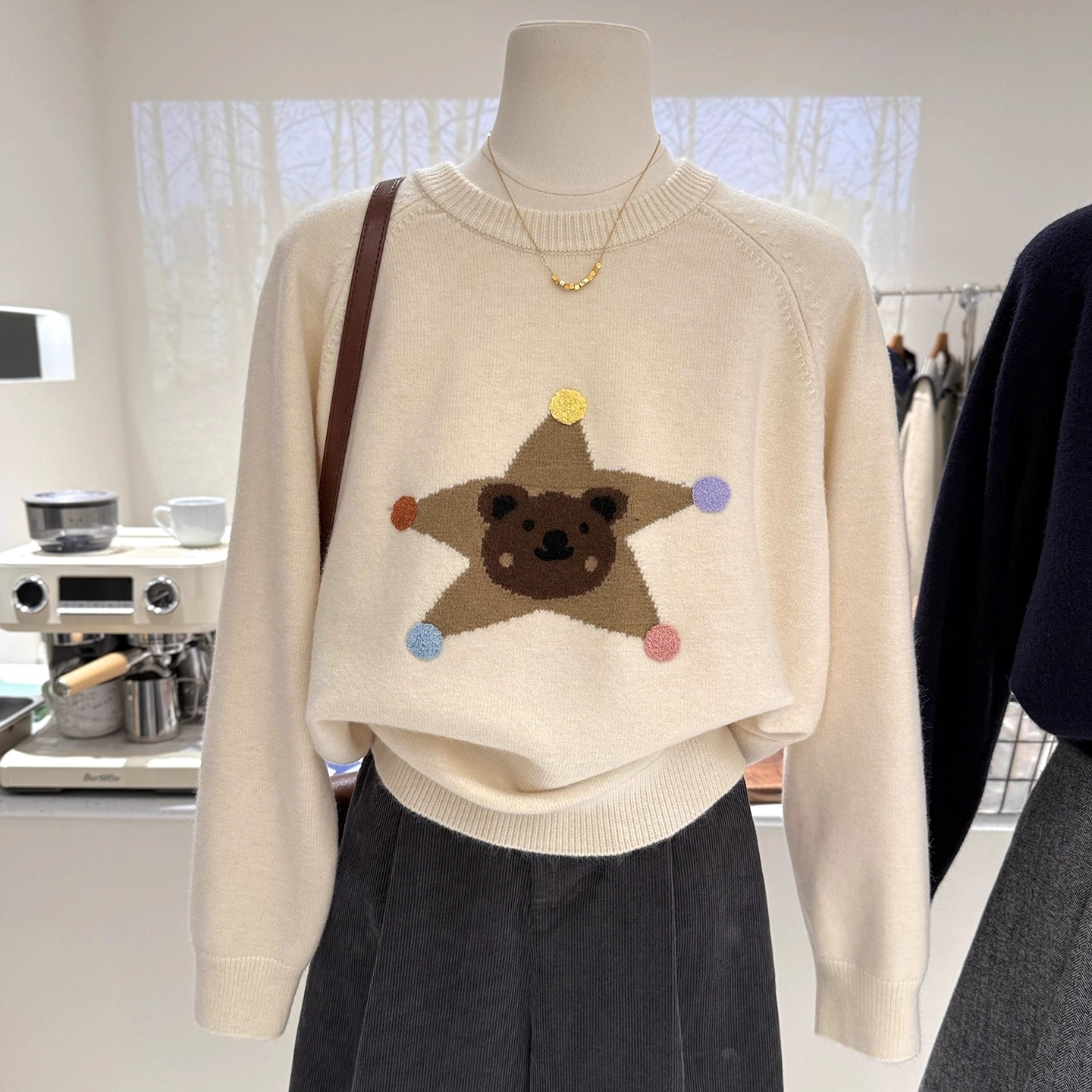 卡通小熊星星毛衣女秋冬季