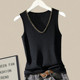 大码 坎肩上衣 外穿工字v领吊带背心女胖妹妹内搭针织无袖 女装 夏季