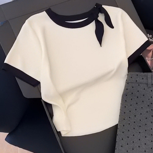 设计感蝴蝶结系带上衣女夏别致