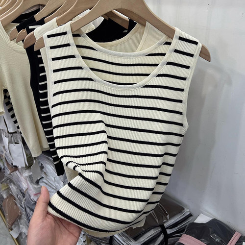 条纹吊带背心女内搭春夏