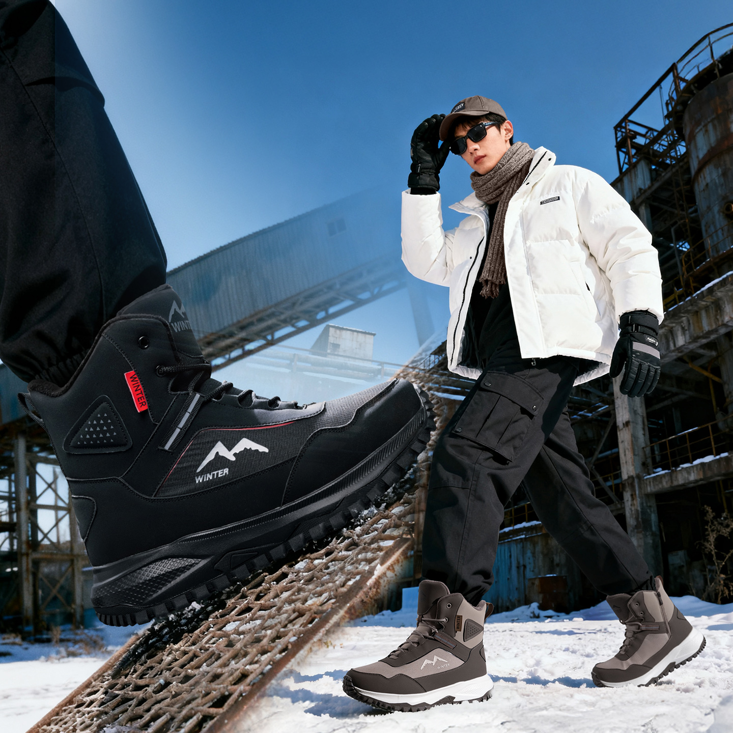 东北零下40度保暖大棉鞋男加绒雪地靴男鞋防水防滑冬季防寒登山鞋