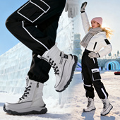 东北皮面女鞋 5CM厚底棉鞋 增高靴子女加厚保暖雪地靴防水防滑女鞋