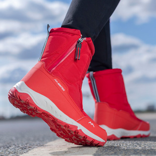 女红色冬季 棉鞋 短靴 防水防滑大码 东北防寒雪地靴加绒加厚保暖男鞋