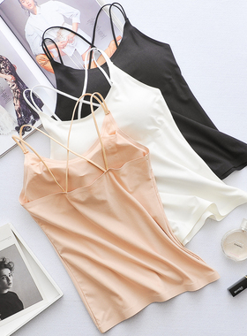 纯棉带胸垫裹胸抹胸打底内衣美背防走光一体式长款吊带背心女内搭