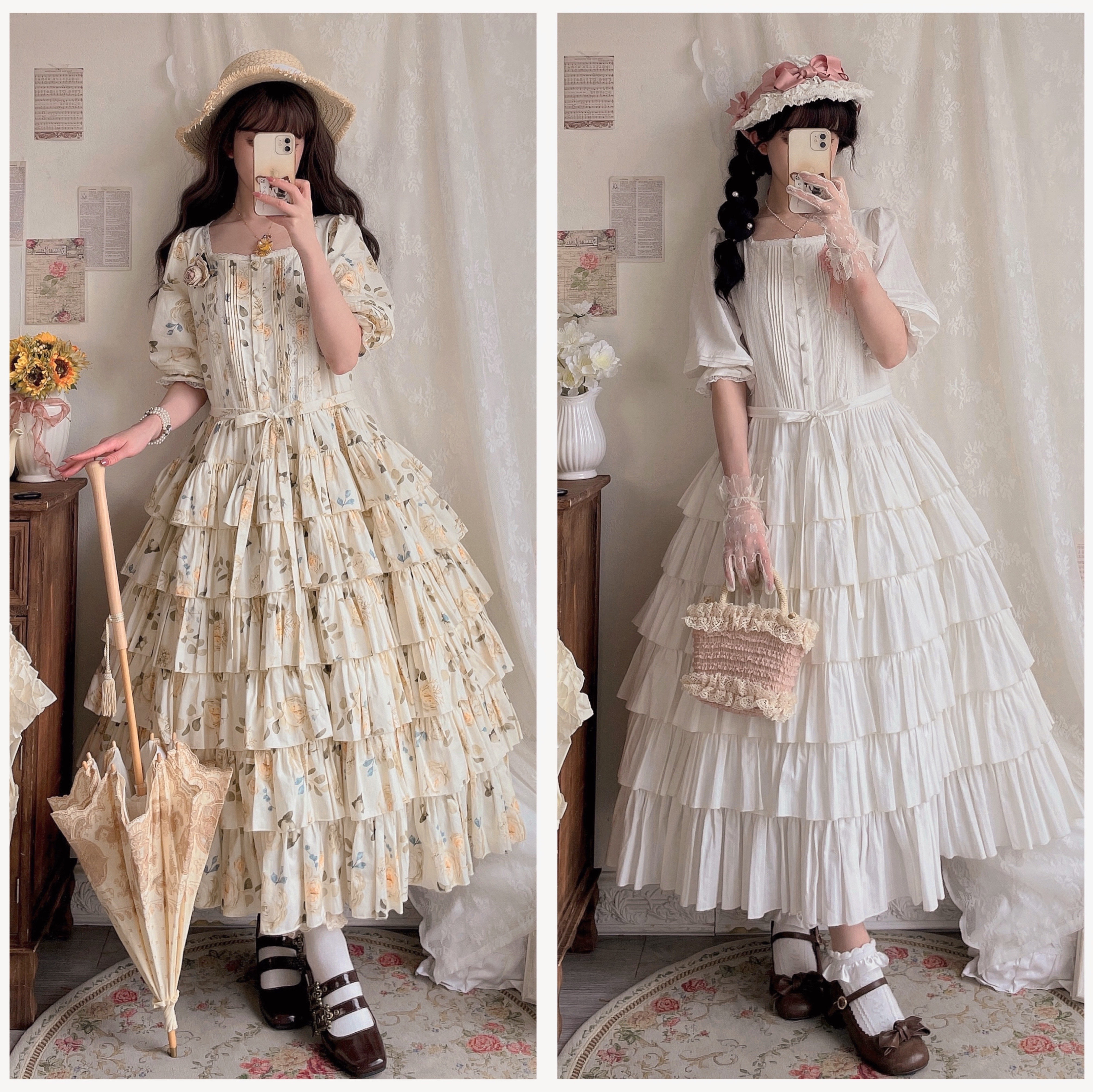 【现货预yue】寓言红房顶《白昼和玫瑰园》Lolita正腰夏季中袖OP