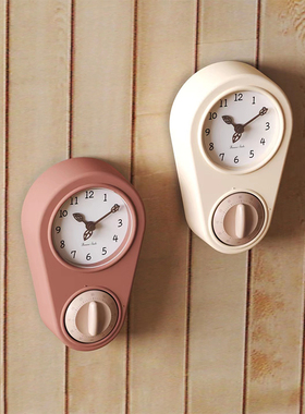 厨房用免打孔挂墙钟表冰箱贴小挂钟计时器静音大时钟挂表专用闹钟