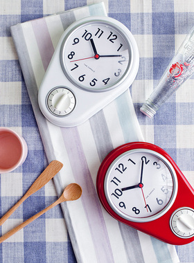 现代简约红色挂钟倒计时创意静音挂钟计时器闹钟厨房钟墙壁钟