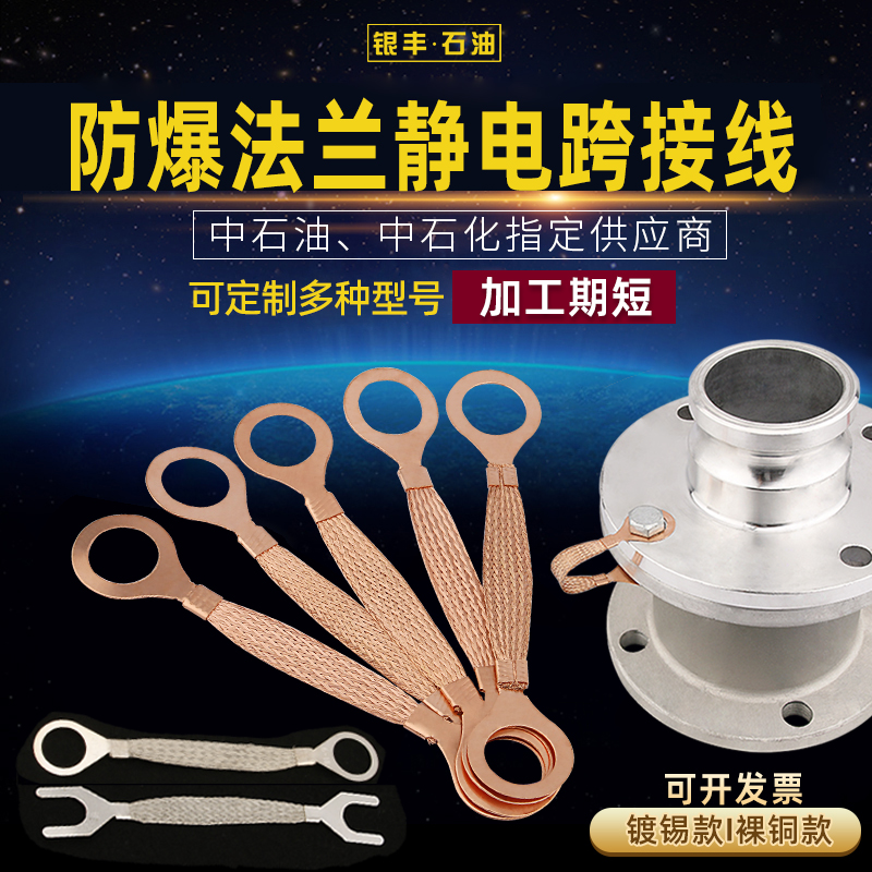 紫铜法兰静电跨接线铜编织连接线