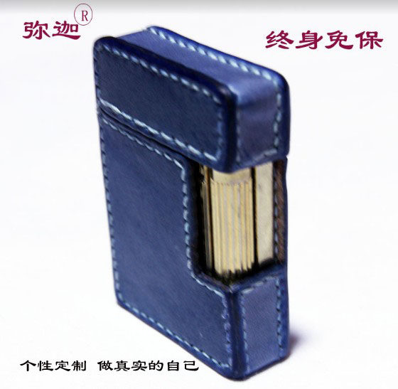 弥迦纯手工定做打火机皮套真皮保护套牛皮打火机套包适合都彭朗声