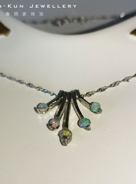 珠宝纯银天然欧泊项链