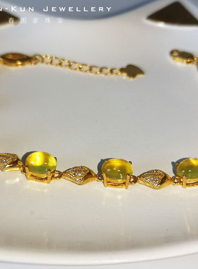 纯银镀18k澳大利亚金黄色手链