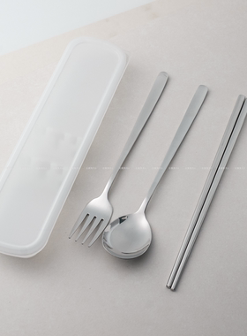 304不锈钢便携餐具套装勺子叉子筷子三件套学生上班族户外餐具