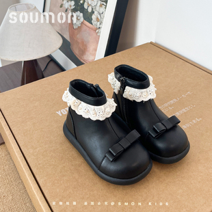 书萌女童皮靴小女孩公主靴冬季新款儿童马丁靴女宝宝洋气保暖棉靴