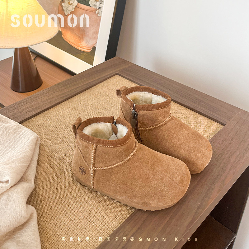 女童雪地靴2026冬季新款勃肯鞋儿童二棉鞋男小童加绒保暖鞋宝宝鞋