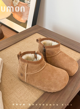 女童雪地靴2025冬季新款勃肯鞋儿童二棉鞋男小童加绒保暖鞋宝宝鞋