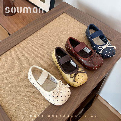 书萌女童春季新款波点公主皮鞋