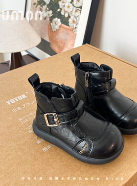 书萌女童靴子秋冬季新款儿童鞋子英伦风皮靴女宝宝短靴小女孩皮鞋