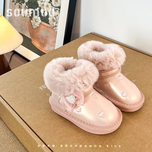 儿童雪地靴女童大棉靴软底宝宝鞋外穿雪地棉靴冬季新款女孩公主靴