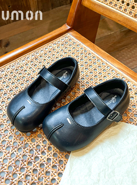 书萌中大童女童皮鞋2025春秋新款儿童鞋子主鞋女孩单鞋黑色瓢鞋